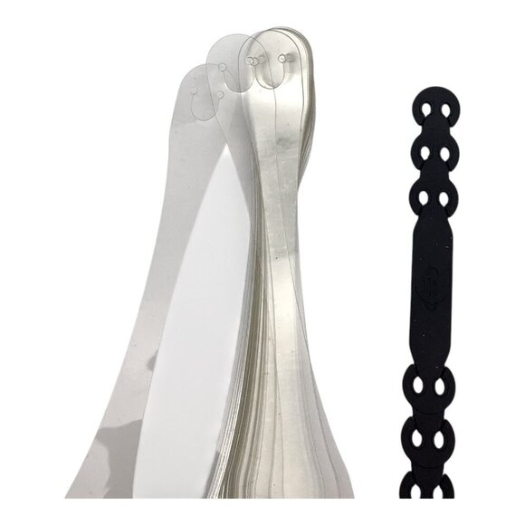 Clear Plastic Retail Display Hook Hangers With Black Connector Pieces For Hangin - Picture 2 of 6